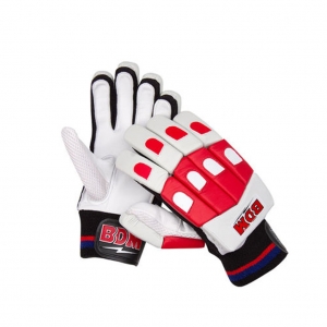 BDM Galaxy Batting Gloves White Red and Black Youth